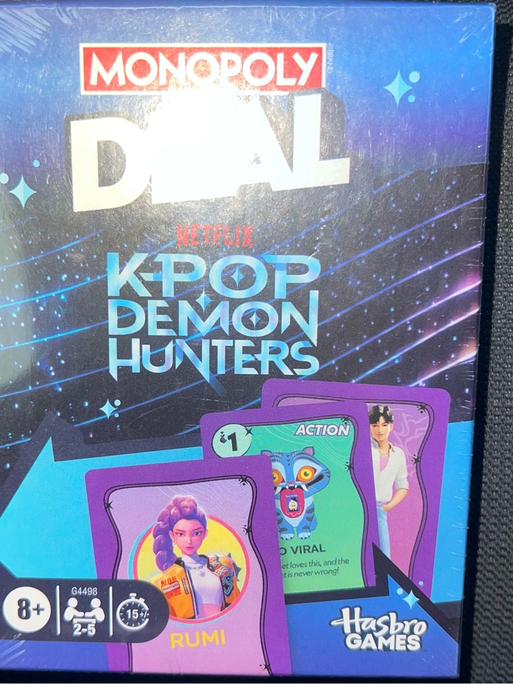 Hasbro K-POP Demon Hunters Monopoly Deal - Purple & Blue Artwork
